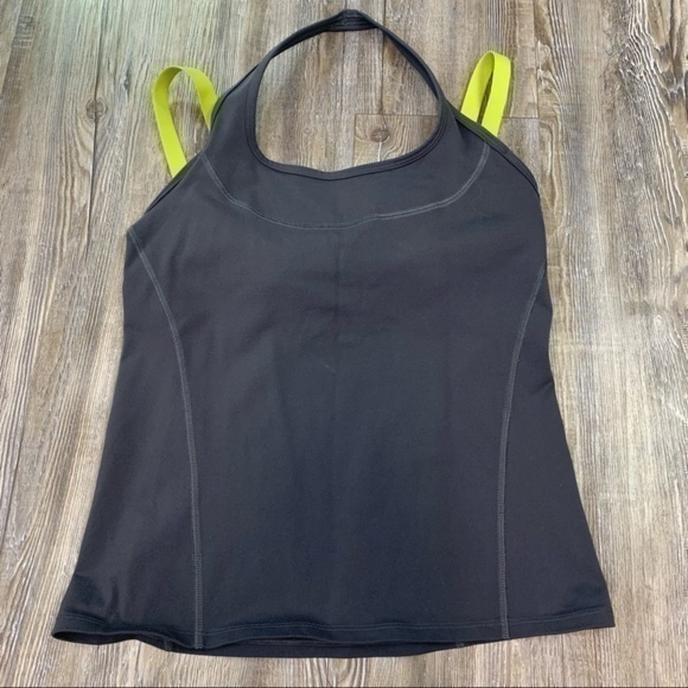 Gap Fit Gray Citron Yellow Athletic Tank Size Small